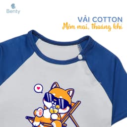 Thumbnail Bộ cộc tay cài chéo BENTY hình Summer BT083 cotton thoáng mát mềm mịn, đồ ngắn tay bé trai, bé gái 4