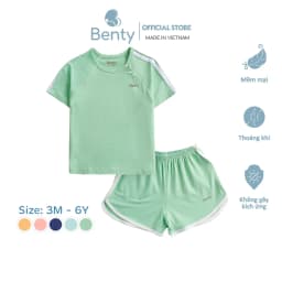 Thumbnail Bộ cộc tay cài chéo thể thao BENTY trơn basic,chất cotton mát mẻ, thoải mái cho bé vận động ngày dài 1