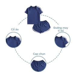 Thumbnail Bộ cộc tay cài chéo thể thao BENTY trơn basic,chất cotton mát mẻ, thoải mái cho bé vận động ngày dài 2