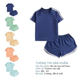 Thumbnail Bộ cộc tay cài chéo thể thao BENTY trơn basic,chất cotton mát mẻ, thoải mái cho bé vận động ngày dài 3