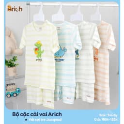 Thumbnail Bộ cộc tay cài vai arich, vải sợi tre thông hơi, mát , rất mát, size 9M đến 5 tuổi 1