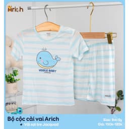 Thumbnail Bộ cộc tay cài vai arich, vải sợi tre thông hơi, mát , rất mát, size 9M đến 5 tuổi 4