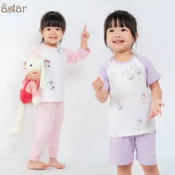 Thumbnail Bộ cộc tay cài vai ASTAR vải cotton rayon phối hoạ tiết mới cho bé 9 tháng đến 6 tuổi 3
