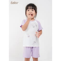 Thumbnail Bộ cộc tay cài vai ASTAR vải cotton rayon phối hoạ tiết mới cho bé 9 tháng đến 6 tuổi 4