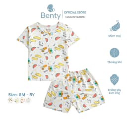 Thumbnail Bộ cộc tay cài vai BENTY full họa tiết mới bé trai bé gái, bộ đồ trẻ em mặc hè phong cách Hàn 1