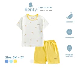 Thumbnail Bộ cộc tay cài vai họa tiết dễ thương BENTY cotton bé trai, bé gái, quần áo trẻ em mềm,mịn 1