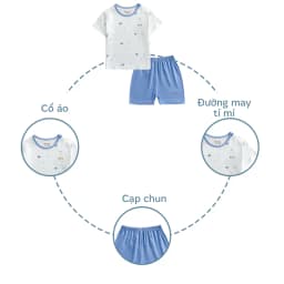Thumbnail Bộ cộc tay cài vai họa tiết dễ thương BENTY cotton bé trai, bé gái, quần áo trẻ em mềm,mịn 3
