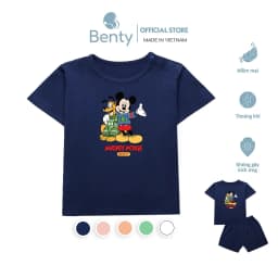 Thumbnail Bộ cộc tay cài vai in hình Mickey BT062 cotton mềm mịn, đồ bộ trẻ em cao cấp bé trai bé gái 1