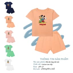 Thumbnail Bộ cộc tay cài vai in hình Mickey BT062 cotton mềm mịn, đồ bộ trẻ em cao cấp bé trai bé gái 2