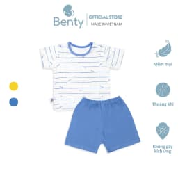 Thumbnail Bộ cộc tay cài vai sọc BENTY cotton co giãn an toàn da bé , quần áo trẻ em mềm mịn thấm hút mồ hôi 1