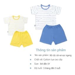 Thumbnail Bộ cộc tay cài vai sọc BENTY cotton co giãn an toàn da bé , quần áo trẻ em mềm mịn thấm hút mồ hôi 2