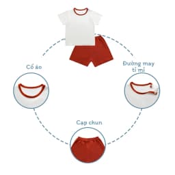 Thumbnail Bộ cộc tay cài vai trơn phối viền cổ BENTY cotton thấm hút mồ hôi, đồ bộ cho bé trai, bé gái 3