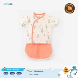 Thumbnail Bộ cộc tay cho bé sơ sinh Mompa 0-9 tháng cúc chéo vải Modal thấm hút mềm mịn thoáng khí 582 2