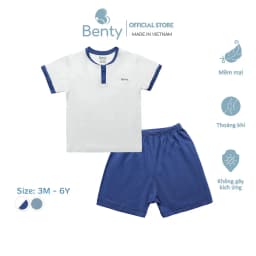 Thumbnail Bộ cộc tay cổ trụ BENTY sang trọng cotton mềm mịn, đồ bộ mặc đi chơi cho bé trai, bé gái 1