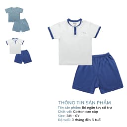 Thumbnail Bộ cộc tay cổ trụ BENTY sang trọng cotton mềm mịn, đồ bộ mặc đi chơi cho bé trai, bé gái 2