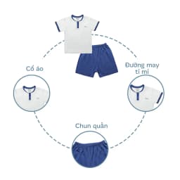 Thumbnail Bộ cộc tay cổ trụ BENTY sang trọng cotton mềm mịn, đồ bộ mặc đi chơi cho bé trai, bé gái 3