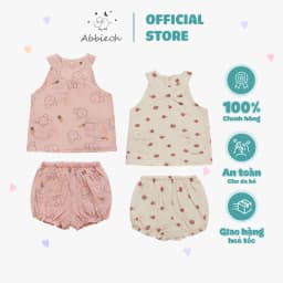 Thumbnail Bộ cộc tay cotton sát nách ABBIEOH cách điệu thoáng mái cho bé gái 6-24M BO501 BO523 BO765 2
