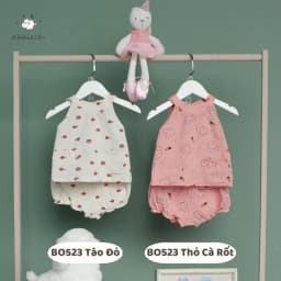 Thumbnail Bộ cộc tay cotton sát nách ABBIEOH cách điệu thoáng mái cho bé gái 6-24M BO501 BO523 BO765 3