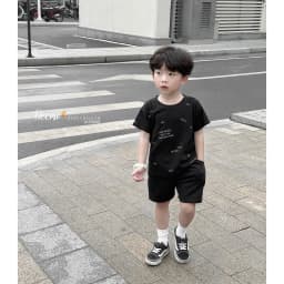 Thumbnail Bộ cộc tay in tràn chữ cho bé trai Beemo Chất liệu thun co giãn 4 chiều, thoáng mát, thấm hút mồ hôi B607 3