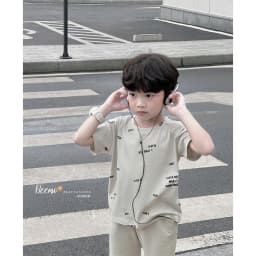 Thumbnail Bộ cộc tay in tràn chữ cho bé trai Beemo Chất liệu thun co giãn 4 chiều, thoáng mát, thấm hút mồ hôi B607 4