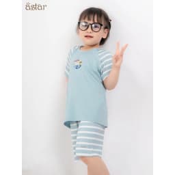 Thumbnail Bộ cộc tay trẻ em Astar cài chéo sọc, vải petit cotton rayon, co giãn, mền mịn, mát cho bé 9M-5 tuổi 1