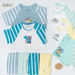 Thumbnail Bộ cộc tay trẻ em Astar cài chéo sọc, vải petit cotton rayon, co giãn, mền mịn, mát cho bé 9M-5 tuổi 2