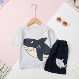 Thumbnail Bộ cotton Bé trai quần đùi LITIBABY hình khủng long, cá mập size 2 đến 10 tuổi 2