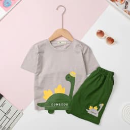 Thumbnail Bộ cotton Bé trai quần đùi LITIBABY hình khủng long, cá mập size 2 đến 10 tuổi 3