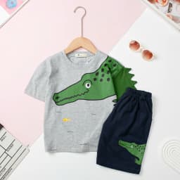 Thumbnail Bộ cotton Bé trai quần đùi LITIBABY hình khủng long, cá mập size 2 đến 10 tuổi 4