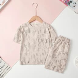 Thumbnail Bộ cotton Bé trai túi ngực cổ tròn ngắn tay quần túi hộp size 4 đến 14 tuổi 1