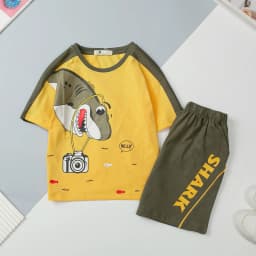 Thumbnail Bộ cotton ngắn tay Bé trai mặc nhà, đi chơi LITIBABY, hoạt hình size 4 đến 12 tuổi 1