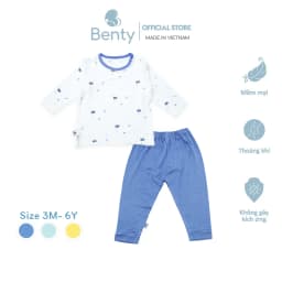 Thumbnail Bộ dài cài vai họa tiết BENTY cotton co giãn 4 chiều mềm mịn mát, đồ bộ trẻ em cao cấp chính hãng 1