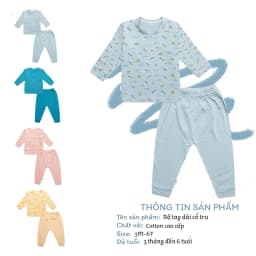 Thumbnail Bộ dài cổ trụ BENTY họa tiết cute cotton mềm mịn thấm hút mồ hôi, đồ bộ mặc ngủ cho bé 2