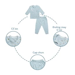 Thumbnail Bộ dài cổ trụ BENTY họa tiết cute cotton mềm mịn thấm hút mồ hôi, đồ bộ mặc ngủ cho bé 3