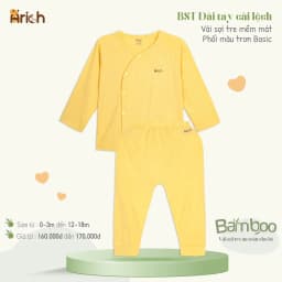Thumbnail Bộ dài tay cài lệch Arich vải sợi tre cho bé trai, bé gái size 0 đến 18 tháng 3