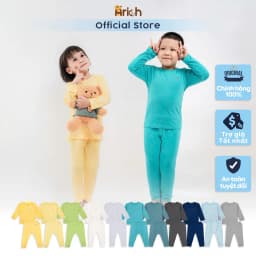 Thumbnail Bộ dài tay cài vai Arich vải sợi tre mềm mát,màu trơn cho bé trai, bé gái từ 6 tháng đến 6 tuổi 1