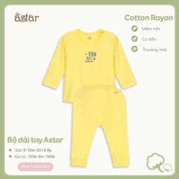 Thumbnail Bộ dài tay cài vai ASTAR vải cotton rayon in hình cho bé trai,gái 9 tháng-6 tuổi 3