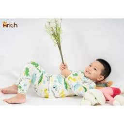 Thumbnail Bộ dài tay cài vai trẻ em in Hoạ tiết, vải sợi tre Arich (size 9-12m đến 5-6y) 4