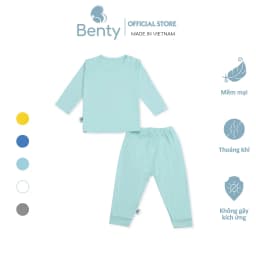 Thumbnail Bộ dài tay cài vai trơn basic BENTY cotton co giãn 4 chiều, quần áo trẻ em cao cấp mềm, mịn 1