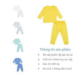 Thumbnail Bộ dài tay cài vai trơn basic BENTY cotton co giãn 4 chiều, quần áo trẻ em cao cấp mềm, mịn 2