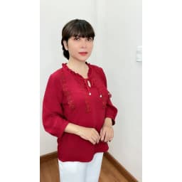 Thumbnail Bộ Đồ Trung Niên MAI THY S569, Set Áo Cổ Bèo Phối Quần Thun Trung Niên BigSize 90Kg | Thời Trang Trung Niên U40 3
