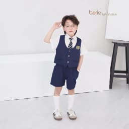 Thumbnail Bộ gilê 4 chi tiết cho bé trai Borie chất liệu chéo hàn mềm mịn mướt, cùng áo sơ mi phối cavat kẻ in logo xịn xò A025 1