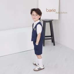Thumbnail Bộ gilê 4 chi tiết cho bé trai Borie chất liệu chéo hàn mềm mịn mướt, cùng áo sơ mi phối cavat kẻ in logo xịn xò A025 2