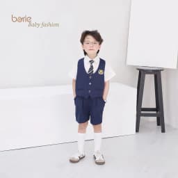 Thumbnail Bộ gilê 4 chi tiết cho bé trai Borie chất liệu chéo hàn mềm mịn mướt, cùng áo sơ mi phối cavat kẻ in logo xịn xò A025 4