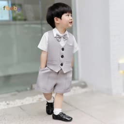 Thumbnail Bộ Gile Cộc Tay Bé Trai Fbaby 3 Khuy Kèm Áo Sơ Mi Và Nơ Set Bộ Công Tử Lịch Lãm, Sang Trọng Đi Tiệc, Đi Chơi, Thôi Nôi 2
