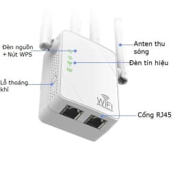 Thumbnail Bộ kích sóng wifi 4 râu Gutek KS2 tốc độ 300mbps 1200mbps 2 cổng RJ45 cắm trực tiếp 2