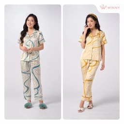 Thumbnail Bộ Mặc Nhà Nữ WINNY Đồ Ngủ Kiểu Pijama Cộc Tay Quần Dài Chất Lụa Satin Mềm Mại 1MNSA23116D 2
