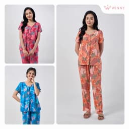 Thumbnail Bộ mặc nhà nữ WINNY kiểu cộc tay quần dài chất lanh mềm mát 2MNLA23035D 2