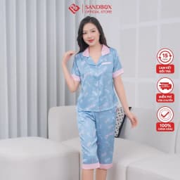 Thumbnail Bộ mặc nhà Pyjama nữ mùa hè SANDBOX Lụa Latin cao cấp tay cộc quần lửng nhiều màu BLL22005-2 1