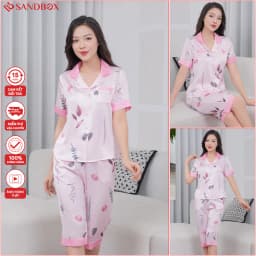 Thumbnail Bộ mặc nhà Pyjama nữ mùa hè SANDBOX Lụa Latin cao cấp tay cộc quần lửng nhiều màu BLL22005-2 3